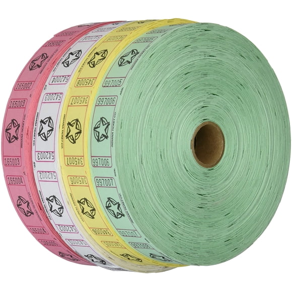Raffle Tickets - (4 Rolls of 2000 Tickets) 8,000 Total Star Raffle Tickets (4 Assorted Colors)