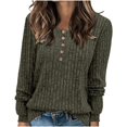thumbnail image 1 of Besolor 2024 Chandails de Mode pour Femmes à Manches Longues Col Ras du Cou Décontractés Amples en Tricot Côtelé Chandails à Enfiler Hauts Vert Armée, 1 of 7