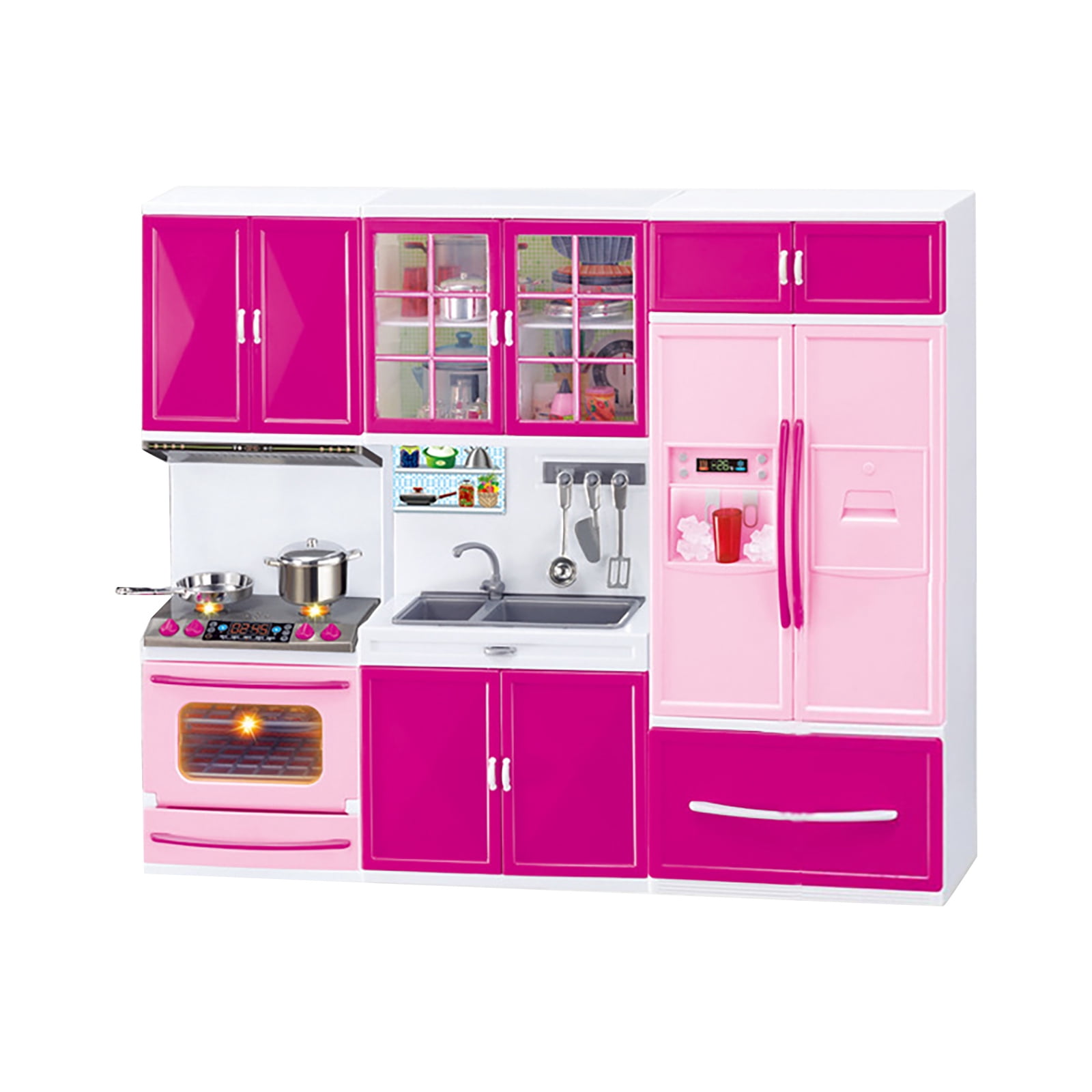 XFGOU Simulated kitchen decorations Toys and Hobbies Girls' Homemaking Simulation Mini Kitchen Three In One Children's Toy Set Gift Simulation kitchen toy