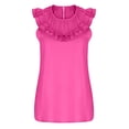 thumbnail image 4 of Diufon Women's Summer Sleeveless Tops Crewneck Ruffle Sleeve Pleated Basic Shirts Trendy Business Blouses, 4 of 7
