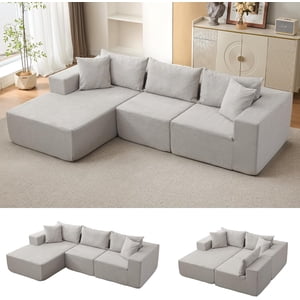 108" Canapé modulaire avec chaise en forme de L, Canapé moderne modulaire avec siège profond, Sofa surdimensionné pour le salon, pas d'assemblage requis, Face gauche, Beige