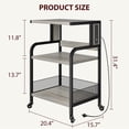thumbnail image 4 of EDTara Chariot d'Imprimante Roulant avec Prises de Courant et Ports USB Chariot d'Imprimante Roulant à 3 Niveaux avec Tablette de Rangement Ajustable Table d'Imprimante sur Roulettes Support d'Imprimante pour la Maison Chariot Multifonction, 4 of 9