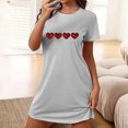 thumbnail image 2 of Chemise de Nuit pour Femme à Manches Courtes, Vêtement de Nuit Confortable, T-Shirts de Nuit Imprimés à Col Rond, Robe de Sommeil Tee, Robe de Pyjama Douce et Ample, Gris G, 2 of 5
