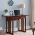 thumbnail image 2 of Leick Computer Wood Desk in Mission Oak Chocolate, 2 of 8