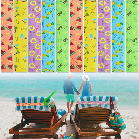 10Pcs Towel Bands for Beach Chairs HADEEONG Cruise Towel Clips Elastic Towel Holder Strap for Lounge Beach Pool Cruise Chairs Summer Beach Trip Essentials