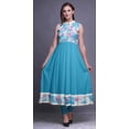 thumbnail image 2 of Bimba Robe Anarkali Teinture sur Nœuds Vert Turquoise pour Femmes Kurti Imprimé Ethnique Indien Longue Kurta Robe de Soirée XXX-Large, 2 of 6