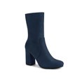 thumbnail image 1 of BLISSFUL STEP Bottines à Talon Bloc Extensibles à Bout Rond pour Femmes Bleu Marine 10, 1 of 6