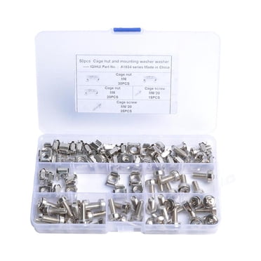 Esquirla 50 Ensembles M6 x 20 mm Vis et Écrous de Cage pour Étagère de Serveur Armoires Vis de Montage sur Rack