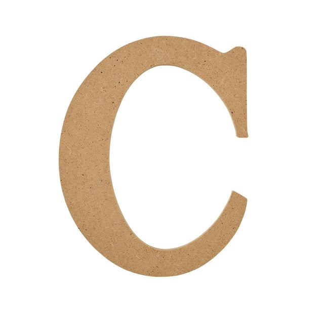 Bois Non Fini à Carreaux 5 Pouces Lettre C en MDF Léger avec une texture Brun Naturel, Convient à la Peinture, à la Teinture et à la Décoration dans des Projets d'Arts et d'Artisanat Personnalisés.