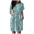 thumbnail image 2 of TJAZFJPA Robe Maxi à Manches Longues pour Femmes, Robe T-Shirt Douce à Manches Courtes, Tunique d'Été Décontractée, Robe Imprimée Ample avec Poches, Longues Robes d'Été pour Femmes, Robe Trapèze, 2 of 6