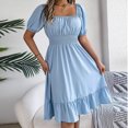 thumbnail image 3 of HomeGardon Liquidation de Robes d'Été! Robes pour Femmes 2025, Robe d'Été Décontractée pour Femme à Manches Courtes, Taille Cintrée, Couleur Unie, P-TG, 3 of 9