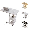 thumbnail image 1 of EastVita Table en C à Hauteur Réglable avec Roues, Table d'Appoint Mobile pour Collation avec Planche à Dessin Inclinable, Support de Canapé, de Chevet et d'Ordinateur Portable, Plateau Télé en Forme de C avec Étagères de Rangement, Blanc, 60 x 40 cm, 1 of 4