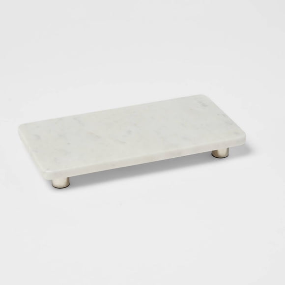 Threshold Marble Serving Stand, 12” x 6”, White, Elegant Display Tray for Desserts & Appetizers