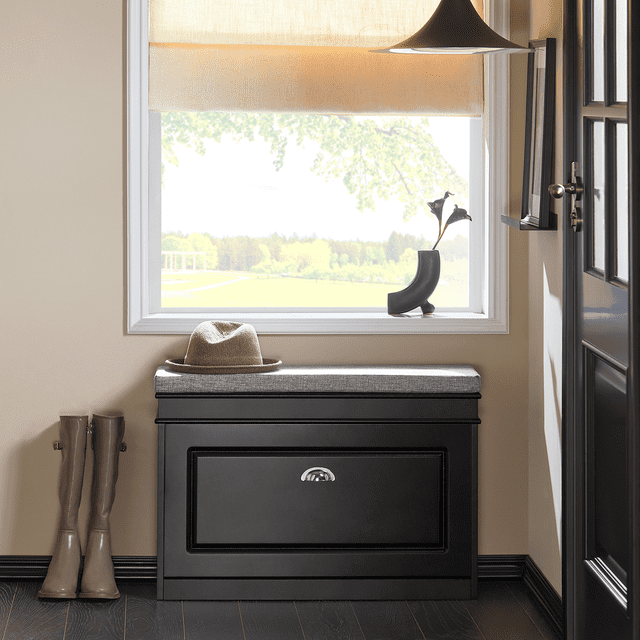 SoBuy FSR82-L-SCH, Hallway Shoe Bench Shoe Rack Shoe Cabinet With Flip-Drawer And Seat Cushion