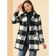thumbnail image 3 of INSPIRE CHIC Women's Notched Lapel Double Breasted Plaids Overcoat, 3 of 6