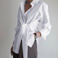 thumbnail image 2 of Fridja Fashion Women Solid Color Long Sleeve Comfortable Breathable V-Neck Shirt Tops, 2 of 5