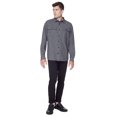 thumbnail image 2 of Dark Black Men's Long-Sleeve Button-Down Shirt with Pockets, 2 of 6