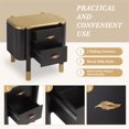 thumbnail image 4 of Contemporary 2 Drawers Nightstand With Curved Profile Design, Bedside Table With Metal Feather-Shaped Handles And Exposed Legs, End Table For Living Room And Bedroom, Easy Assembly, Black, 4 of 15