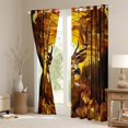 thumbnail image 3 of Deer Window Drapes Block 30%-50% Light,Baroque Style Kitchen Window Treatments 42Wx63L Inches,Wild Animal Sunset Decor Window Curtains, 3 of 6