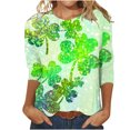 thumbnail image 1 of FAIWAD T-Shirt à Manches 3/4 pour Femmes de la Saint-Patrick, Col Rond, Décontracté, Grande Taille, Tunique à Enfiler, 1 of 5