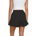 thumbnail image 4 of AherBiu Shorts for Women Trendy Elastic Waist Drawstring Ruffle Wide Leg Summer Casual Solid Color Loose Comfy Shorts, 4 of 5