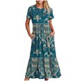 thumbnail image 1 of Dvkptbk Robes d'Été pour Femmes 2024 Mode Décontractée Bohème à Fleurs Robes de Plage Manches Courtes Col Rond Robe d'Été Fluide Maxi Robe de Plage Longue Robe Midi de Plage avec Poches P-2TG, 1 of 4