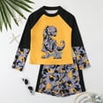 thumbnail image 2 of TOOYOU Toddler Boy Swimsuit Dinosaur Print Raglan Long Sleeved Rashguard Swim Bathing Suit Set Child Swimwear For Beach Pool,Orange, 2 of 5