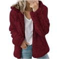 thumbnail image 2 of Womens Winter Parka Jackets Long Sleeve Cardigan for Womens Warm Polar Fleece Jackets Plus Size Winter Coats Open Front Overcoats Withe Pockets Chaquetas de Mujer Casual, 2 of 6