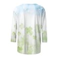 thumbnail image 4 of Besolor T-Shirts de la Saint-Patrick pour Femmes Imprimé Col Rond Manches 3/4 Tunique Décontractée Blouse d'Été Ample, 4 of 5