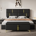 thumbnail image 2 of MODERNLUXE Ensembles de Chambre 2 Pcs, Lit Grand avec Rangement Relevable avec 1 Ottoman et Rangement Hydraulique, Cadre de Lit Plateforme Rembourré, Aucun Sommier Requis, Noir, 2 of 9