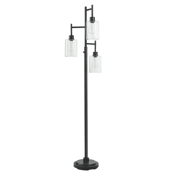 Better Homes & Gardens 63.5 in 3 Light Contemporary Black Floor Lamp Clear Glass