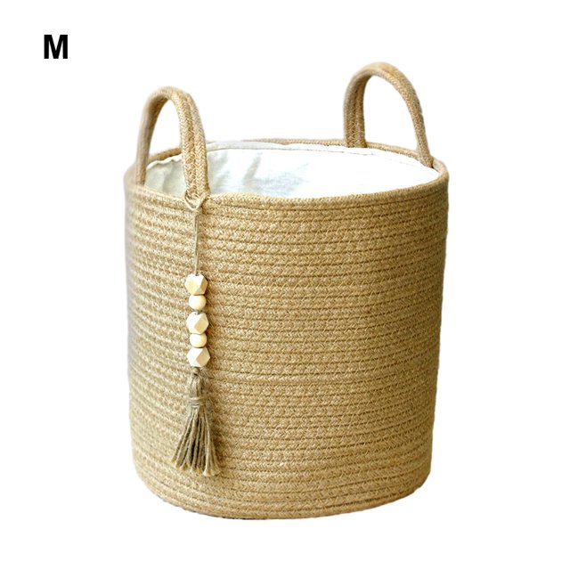 Baohd Storage Tightly Woven And Cotton Rope Dirty Woven Storage Basket Basket Convenient And Storage Solution Wire Basket Jute with lining M