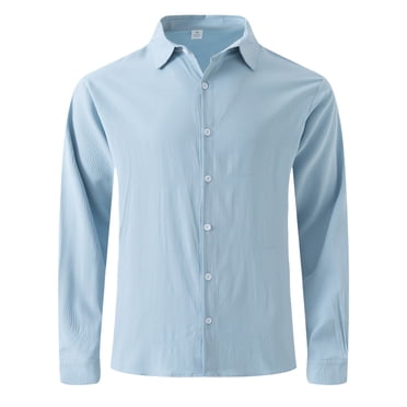 Gspmoly T-Shirts pour Hommes, Chemise à Boutons pour Homme Couleur Unie Chemise à Col à Revers à Manches Longues pour Homme Haut Économies d'Été