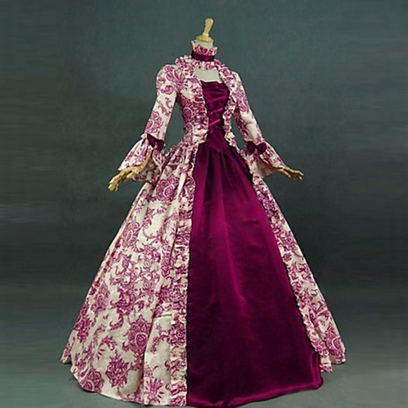 Fartey Plus Size Womens Victorian Rococo Dress Retro Court Square Neck Victorian Gowns 1800S Renaissance Flared Sleeve Maxi Dresses Cosplay Medieval Costume