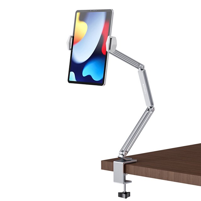 Maoww Phone Holder Adjustable Aluminum Alloy Portable Reusable Household Dorm Tablet Bed Bracket Mount for Tablets Notebook Silver