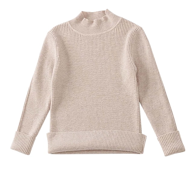 LOVZFMLL Girl's Sweater, Turtleneck Ribbed Pullover Solid Color, Casual Essential Stretchy Layering Top Fall Clothes Warm Winter Tops Kid Girls Clothes for 5 Years