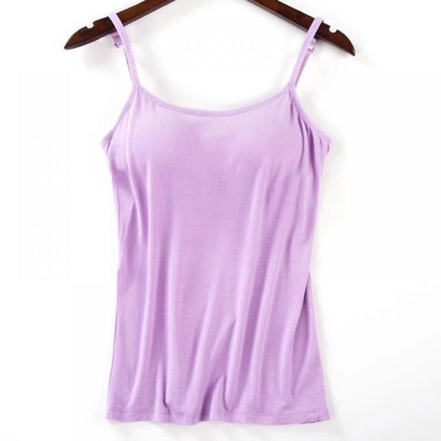 Womens Camisole with Built in Bra Adjustable Strap Camis Spaghetti Strap Tank Tops