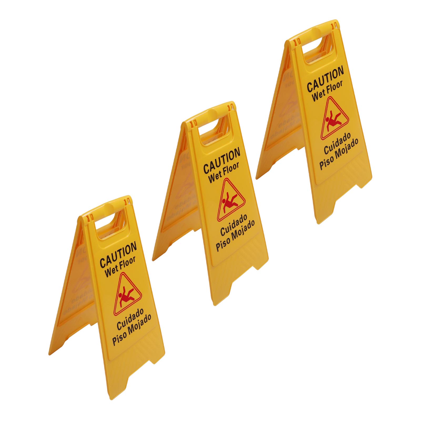 Caution Wet Floor Sign, English Spanish Stability Plastic Clear Wet Floor Sign for Outdoor