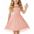 thumbnail image 1 of SROBPTY Robes pour Filles, Robe en Maille à Manches Courtes pour Fille, Taille Haute, Coupe Trapèze, Décontractée, Rose, 13 Ans, 1 of 4