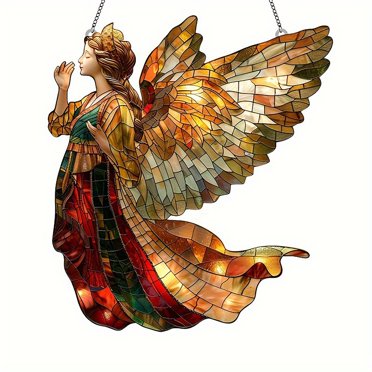 Binwennn Ange Magique Ailé Coloré en Verre Acrylique Décoration Suspendue de Jardin Extérieur Ornement pour Patio Figurine Angélique Délicate Décoration Extérieure Enchanteresse Pièce Suspendue Décorations de Noël