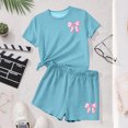 thumbnail image 3 of Robe d'Été à Manches Courtes Haut à Manches Courtes et Short Ensemble Deux Pièces pour Enfants Mignonne Détente d'Été Col Rond, 3 of 6