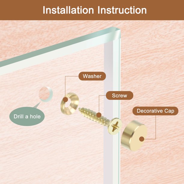 8 Vis Décoratives Bronze 9mm Avec Caches – Pour Miroirs Et Tables