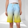 thumbnail image 2 of Plebaso Womens Casual Shorts Knee Length Drawstring Shorts Gradient Color Summer Wide Leg Shorts S-5XL, 2 of 6