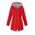 thumbnail image 3 of Veste à Capuche Douce pour Femme Imperméable Manteau de Pluie Extérieur avec Capuche Rouge S, 3 of 4