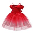 thumbnail image 4 of EGNMCR Vêtements pour Bébé Fille Vêtements pour Tout-Petites Filles Tulle Tempérament Paillettes Nœud Papillon Robe de Fête d'Anniversaire Longue Robes, 4 of 7