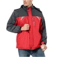 thumbnail image 1 of WRKEKC Men's Color Block Fleece Jacket with Detachable Zipper and Multiple Pockets, Outdoor Sportswear Coat for All Weather Activities Red XXL, 1 of 8