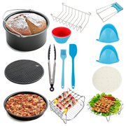 11/12/13/17Pcs Home Air Fryer Accessories with Stainless Steel Stand Silicone Mat Recipe Book Non-stick Bucket