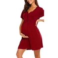 thumbnail image 3 of Jchiup Labor Delivery Dress Maternity Short Sleeve Nursing Nightgowns, 3 of 6