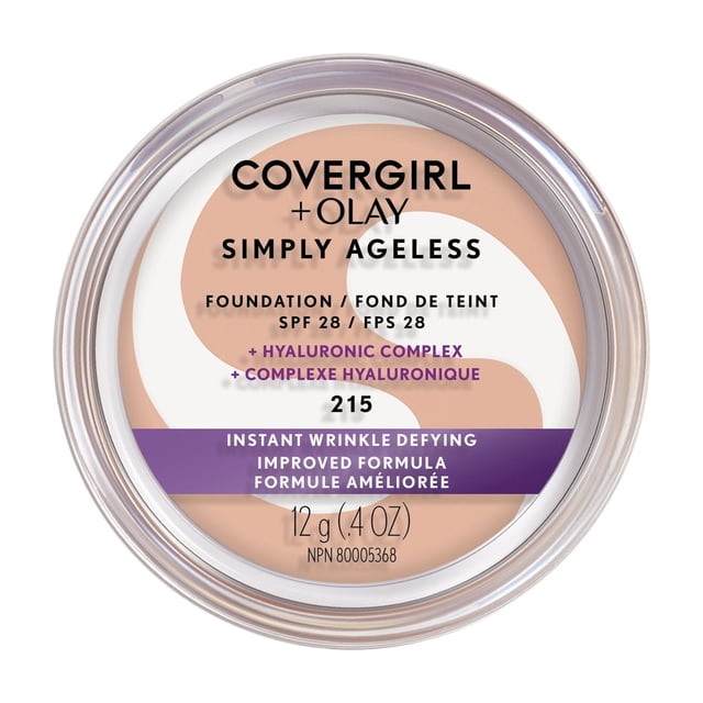 COVERGIRL Simply Ageless Instant Wrinkle Defying Foundation with Hyaluronic Complex, Vitamin C, and Niacinamide - SPF 28, 100% Cruelty-Free