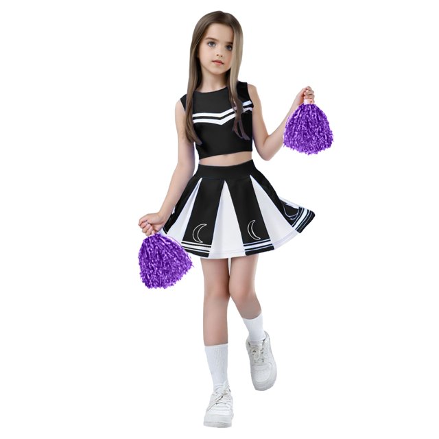 XDZJLR Tenues pour Filles Ensemble de Fête de Performance de Cheerleading pour Enfants 7-8 Ans
